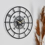 Wallity Reloj de pared decorativo en metal negro de 50 cm